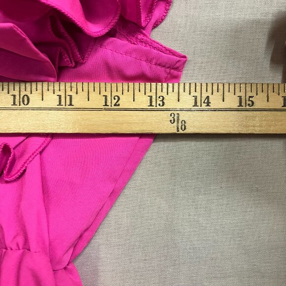 Mebius Girls 10Y Hot Pink Bow Back Square Neck Ruffle Sleeve Preppy A Line Dress - Picture 11 of 12